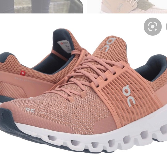 On Running Shoes - Orange & blue on clouds (I think “Sandstone” is the color on the website)